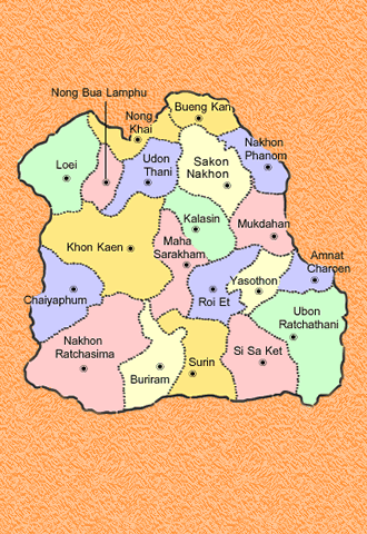 North East (Isan) Map